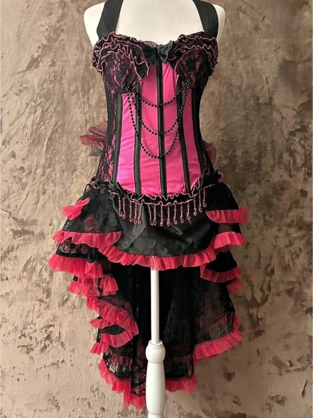 In Character Burlesque Beauty costume Pink & Black Mini Costume Like New Size S